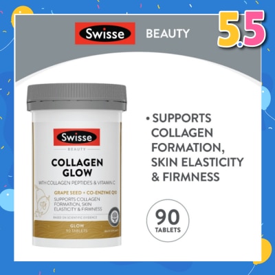 SWISSE Collagen Glow Tablet with Collagen Peptides & Vitamin C (Supports Collagen Formation Skin Elasticity & Firmness) 90s