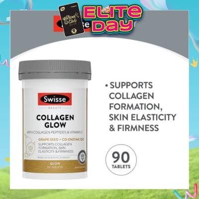 SWISSE - Collagen Glow Tablet with Collagen Peptides & Vitamin C (Supports Collagen Formation Skin Elasticity & Firmness) 90s