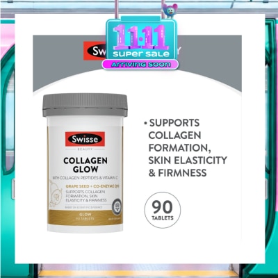 SWISSE Collagen Glow Tablet with Collagen Peptides & Vitamin C (Supports Collagen Formation Skin Elasticity & Firmness) 90s image