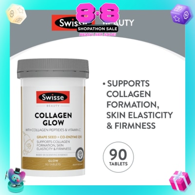 SWISSE - Collagen Glow Tablet with Collagen Peptides & Vitamin C (Supports Collagen Formation Skin Elasticity & Firmness) 90s