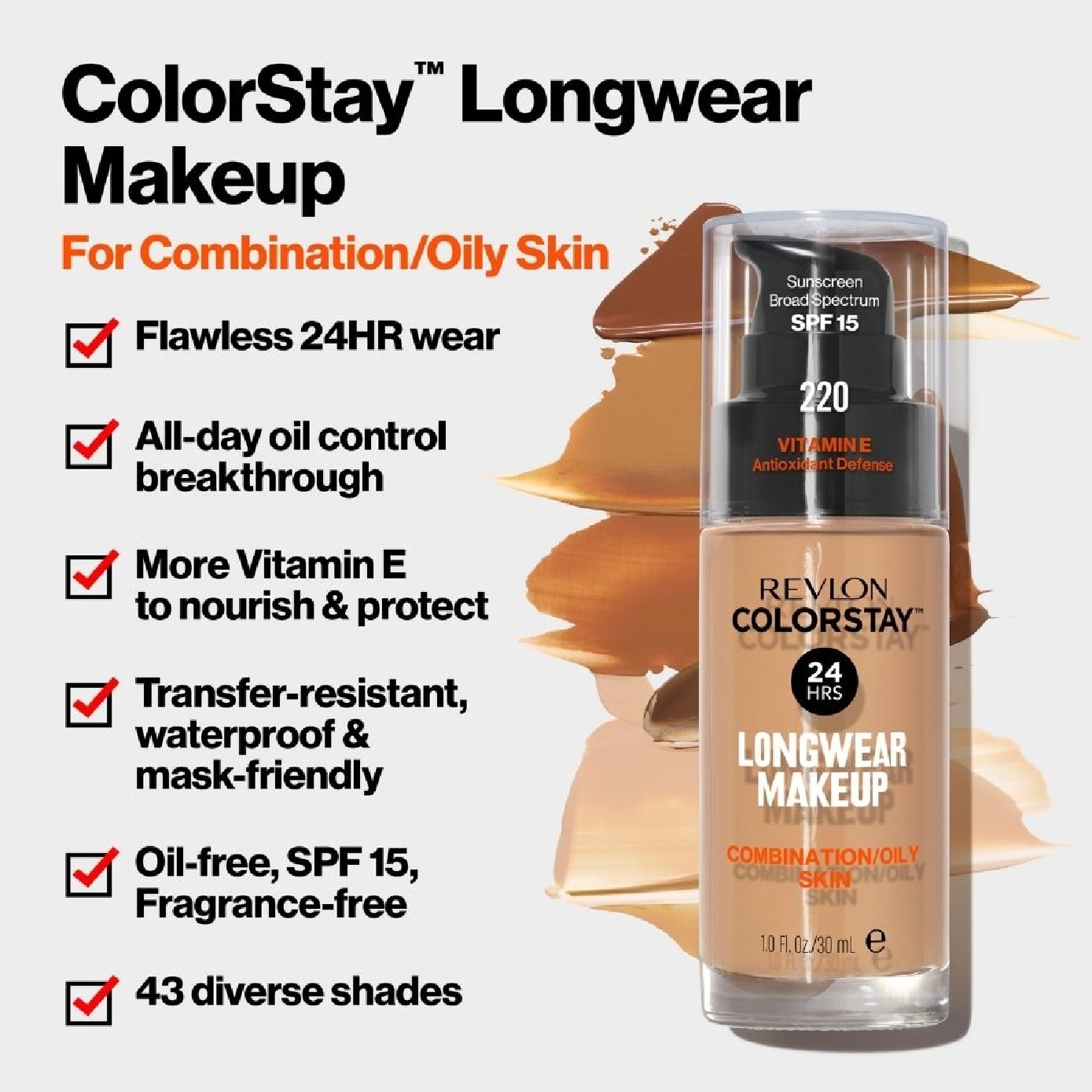 ColorStay™ Longwear Makeup SPF 15 Foundation for Combination-Oily Skin #200 Nude 30ml
