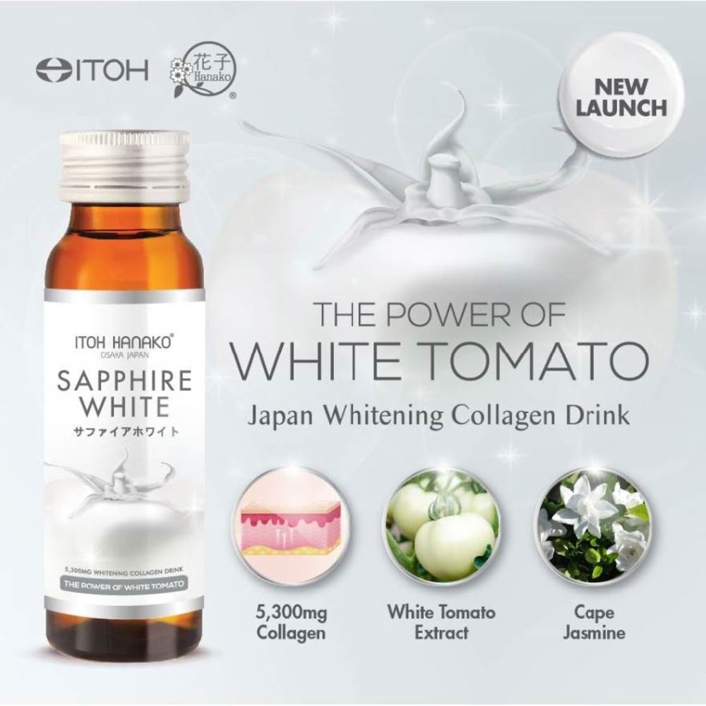 Sapphire White Whitening Collagen Drink 5300mg (Helps Lighten Skin Complexion) 50ml x 10s