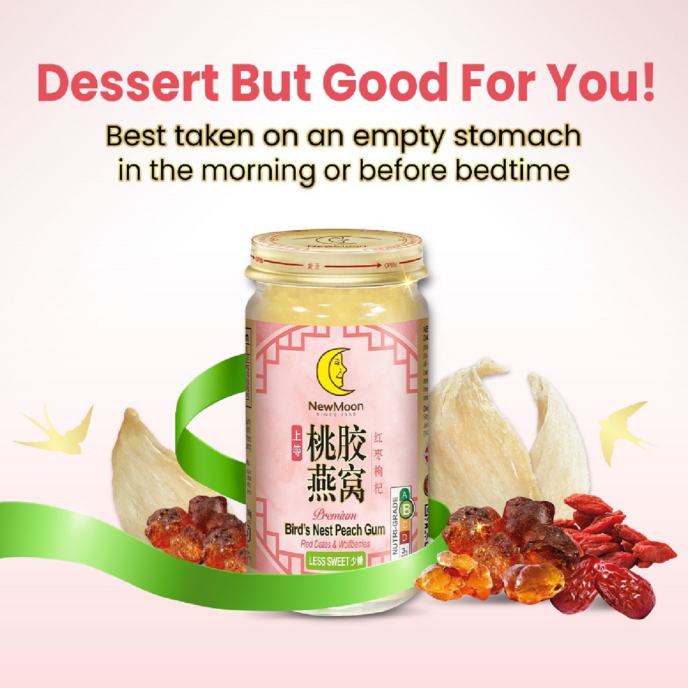 [CNY] Premium Bird's Nest Peach Gums with Red Dates & Wolfberries Less Sweet 150g x 20s