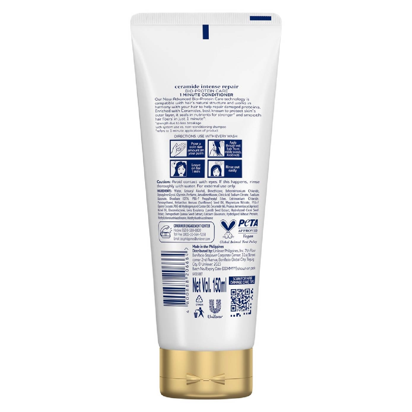 Dove 1 Minute Keratin Repair Serum Conditioner 150ml (For damaged hair)