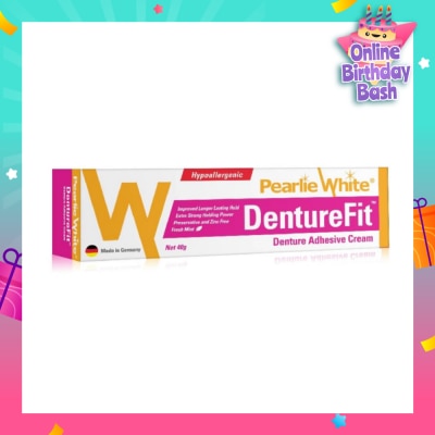 PEARLIE WHITE® Denture Fit Denture Adhesive Cream Fresh Mint (Improved Longer LAsting Hold Extra Strong Hold Power) 40g
