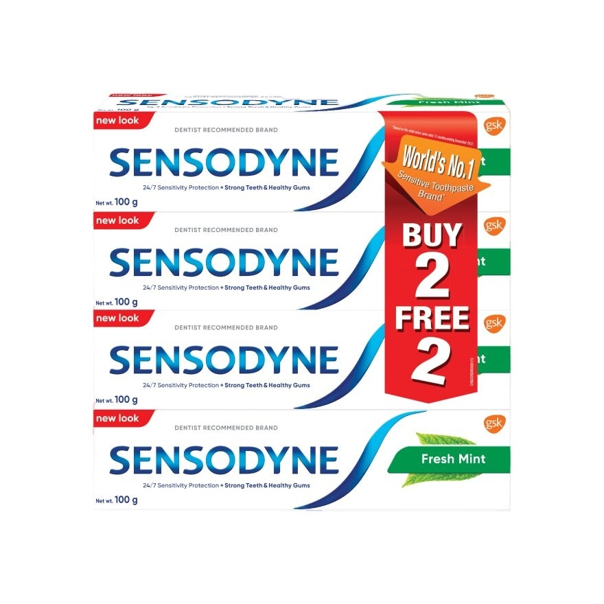 Sensodyne 24/7 Protection Fresh Mint Toothpaste 100g 4s Packset (Buy 2, Free 2)