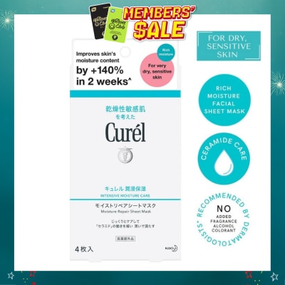 CUREL - Intensive Moisture Care Moisture Repair Sheet Mask (Rich Intensive Moisture Treatment for Very Dry Sensitive Skin) 4s