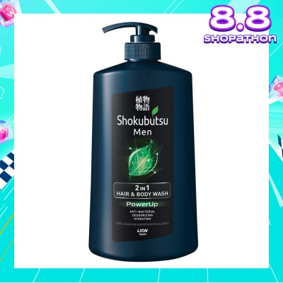 SHOKUBUTSU MEN 2-IN-1 HAIR & BODY WASH 850ML (POWERUP)
