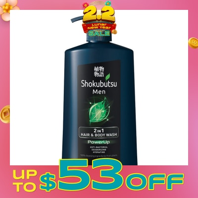 SHOKUBUTSU MEN 2-IN-1 HAIR & BODY WASH 850ML (POWERUP)