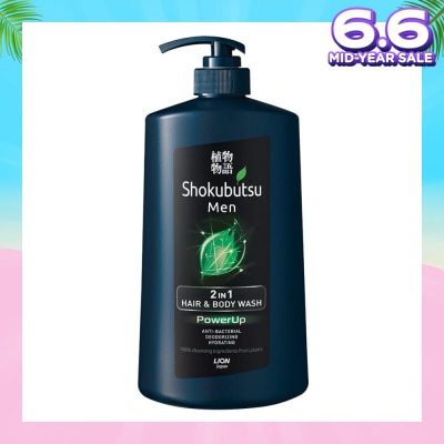 SHOKUBUTSU MEN 2-IN-1 HAIR & BODY WASH 850ML (POWERUP)