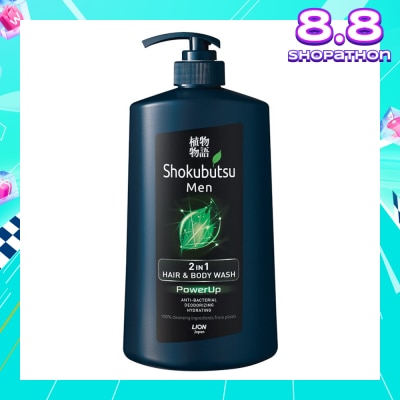 SHOKUBUTSU MEN 2-IN-1 HAIR & BODY WASH 850ML (POWERUP)