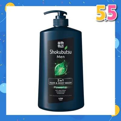 SHOKUBUTSU MEN 2-IN-1 HAIR & BODY WASH 850ML (POWERUP)