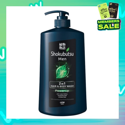 SHOKUBUTSU MEN 2-IN-1 HAIR & BODY WASH 850ML (POWERUP)