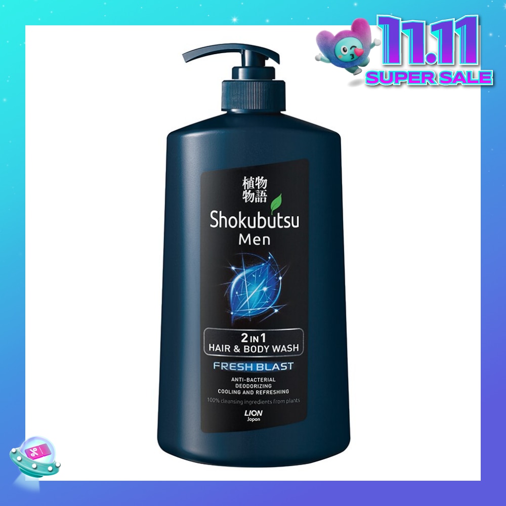 Shokubutsu Fresh Blast Men 2-in-1 Hair & Body Wash 850ml