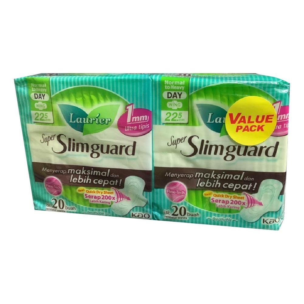 Super Slimguard Day Wing Sanitary Pad 22.5cm Twin Packset 20s x 2 Pack