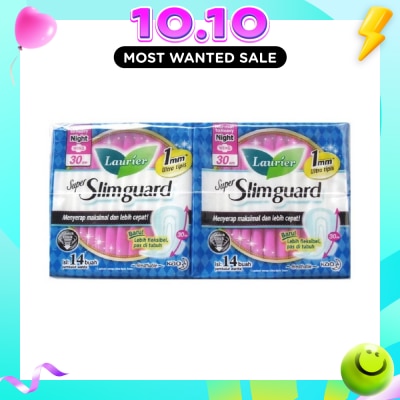 LAURIER Super Slimguard Day Wing Sanitary Pad 30cm Twin Packset 14s x 2 Pack image
