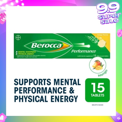 BEROCCA Performance Effervescent Mango Flavour 15s (Expiry: Nov`2025)