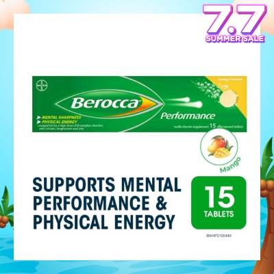 BEROCCA Performance Effervescent Mango Flavour 15s (Expiry: Nov`2025)
