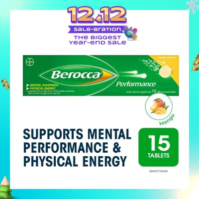 BEROCCA Performance Effervescent Mango Flavour 15s (Expiry: Aug`2026)
