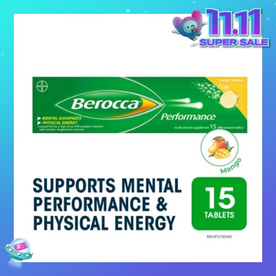 BEROCCA Performance Effervescent Mango Flavour 15s (Expiry: Nov`2025)