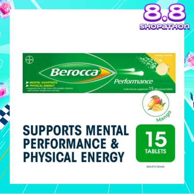 BEROCCA Performance Effervescent Mango Flavour 15s (Expiry: Nov`2025)