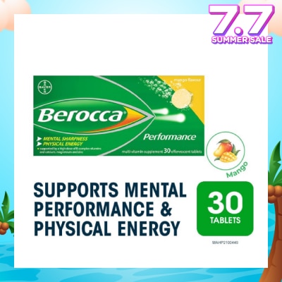 BEROCCA Performance Vitamin B Mango Energy Effervescent Tablet 30 Tablets