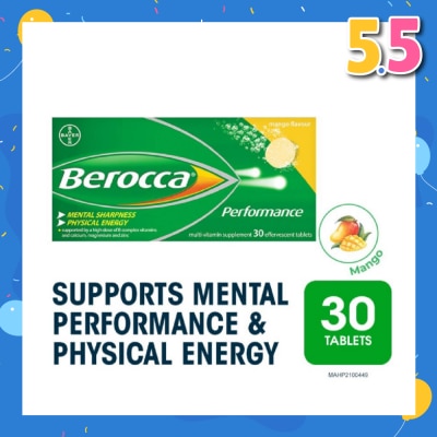 BEROCCA Performance Vitamin B Mango Energy Effervescent Tablet 30 Tablets
