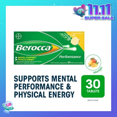 BEROCCA Performance Vitamin B Mango Energy Effervescent Tablet 30 Tablets