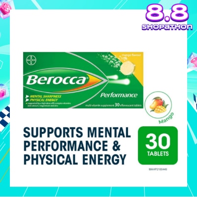 BEROCCA Performance Vitamin B Mango Energy Effervescent Tablet 30 Tablets
