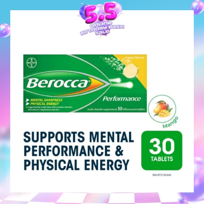BEROCCA - Performance Vitamin B Mango Energy Effervescent Tablet 30 Tablets