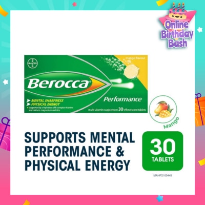 BEROCCA Performance Vitamin B Mango Energy Effervescent Tablet 30 Tablets