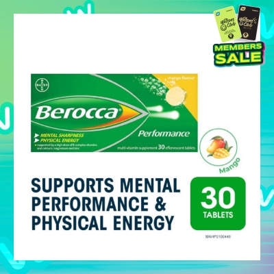 BEROCCA Performance Vitamin B Mango Energy Effervescent Tablet 30 Tablets