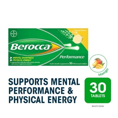 BEROCCA Performance Vitamin B Mango Energy Effervescent Tablet 30 Tablets