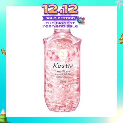 KUSTIE Cherry Blossom Shower & Bath Gel w/Pump (Improve Pigmentation, Restore White and Clear Skin Looking Youthful) 500ml