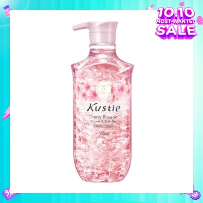 KUSTIE Cherry Blossom Shower & Bath Gel w/Pump (Improve Pigmentation, Restore White and Clear Skin Looking Youthful) 500ml