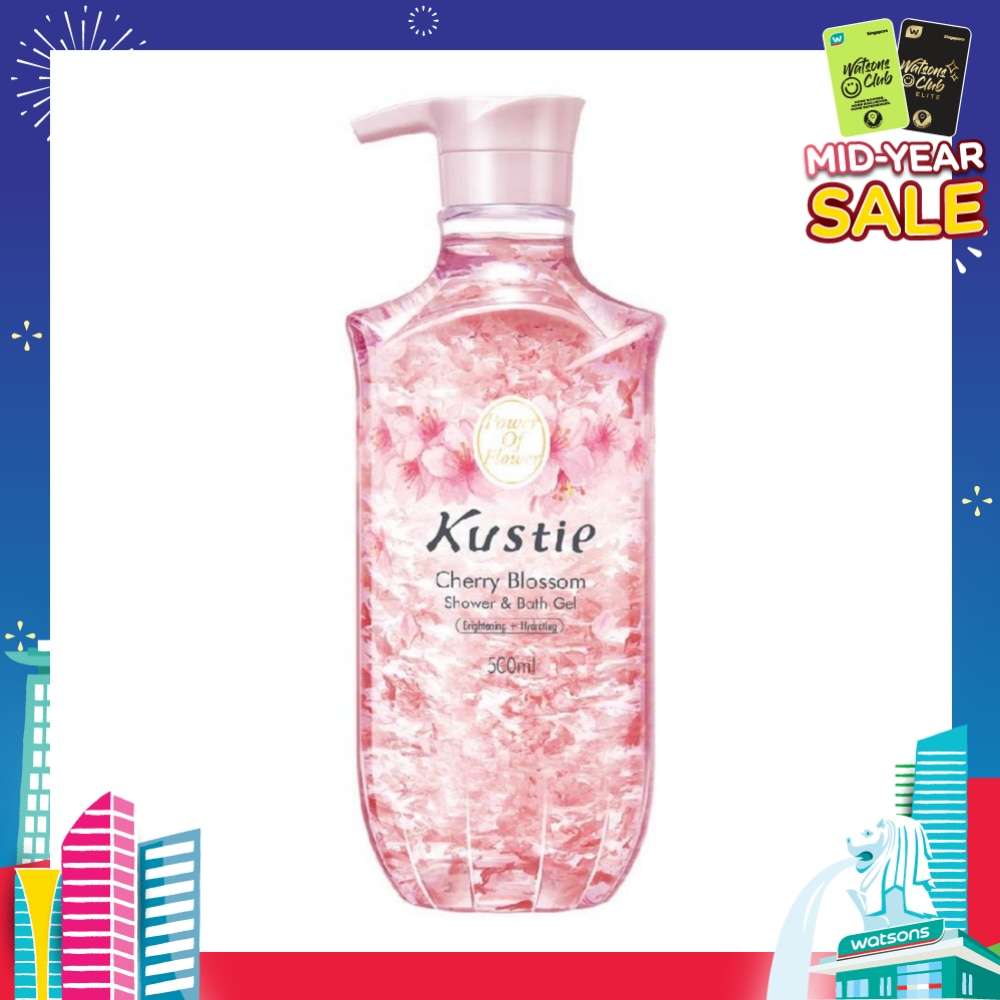 Cherry Blossom Shower & Bath Gel w/Pump (Improve Pigmentation, Restore White and Clear Skin Looking Youthful) 500ml