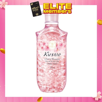 KUSTIE Cherry Blossom Shower & Bath Gel w/Pump (Improve Pigmentation, Restore White and Clear Skin Looking Youthful) 500ml