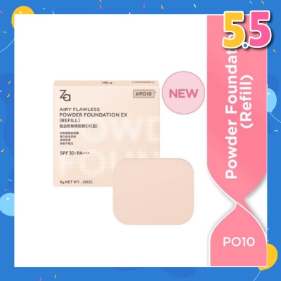 ZA Airy Flawless Powder Foundation Ex Refill PO10 8g