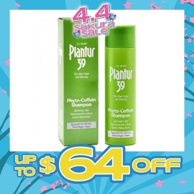 PLANTUR - Phyto-Caffeine Shampoo For Fine Brittle Hair (Suitable for Women 40 & above, Strengthens & Prevents Hairfall) 250ml