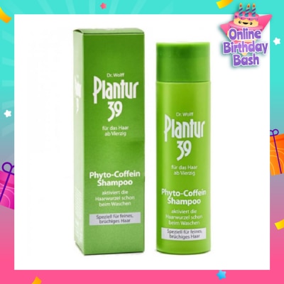 PLANTUR Phyto-Caffeine Shampoo For Fine Brittle Hair (Suitable for Women 40 & above, Strengthens & Prevents Hairfall) 250ml