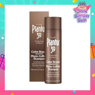 PLANTUR Phyto-Caffeine Braun Shampoo For Natural/Dyed Brown Shades of Hair (Reduces Hairfall, Covers emerging grey hairs and light roots) 250ml