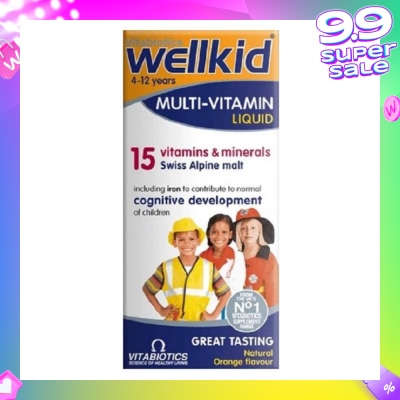 VITABIOTICS Wellkid Multi-Vitamin Liquid Swiss Alpine Malt Natural Orange Flavour (For 4 to 12yrs old) 150ml