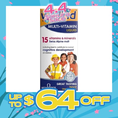 VITABIOTICS - Wellkid Multi-Vitamin Liquid Swiss Alpine Malt Natural Orange Flavour (For 4 to 12yrs old) 150ml (Expiry: Jun`2026)