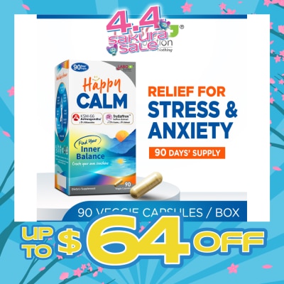 LABO NUTRITION - Happy CALM Dietary Supplement Veggie Capsule (Ashwagandha & Saffron Extract To Reduce Stress, Relax Mood, Calm Brain, & Restful Sleep) 90s