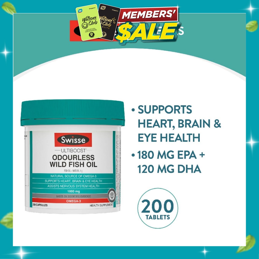 Ultiboost Odourless Wild Fish Oil Capsule 1000mg (Supports Heart Brain & Eye Health) 200s image