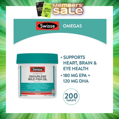 SWISSE - Ultiboost Odourless Wild Fish Oil Capsule 1000mg (Supports Heart Brain & Eye Health) 200s