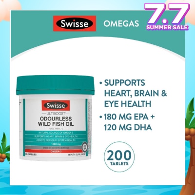 SWISSE Ultiboost Odourless Wild Fish Oil Capsule 1000mg (Supports Heart Brain & Eye Health) 200s