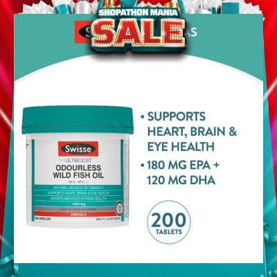SWISSE - Ultiboost Odourless Wild Fish Oil Capsule 1000mg (Supports Heart Brain & Eye Health) 200s