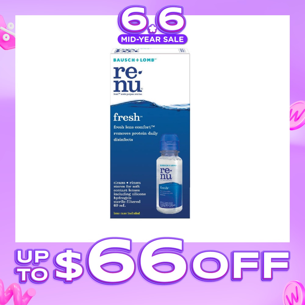 Renu Fresh Multi-Purpose Contact Lens Solution (Lens Case Included) 60ml (Expiry: Oct`2026)