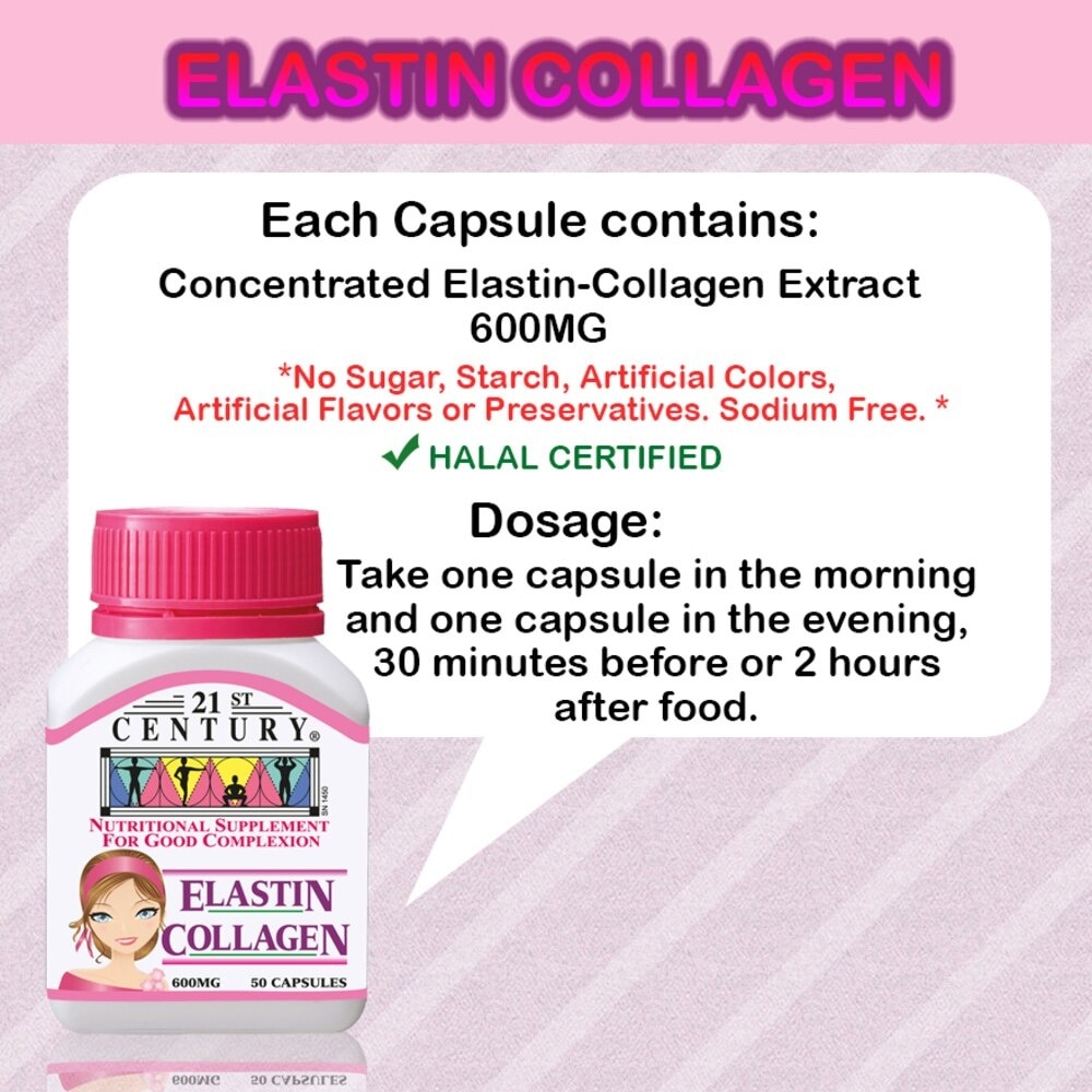 Elastin Collagen Nutritional Supplement Capsules for Good Complexion (Replenish Elastin & Collagen Levels) 600mg 50s